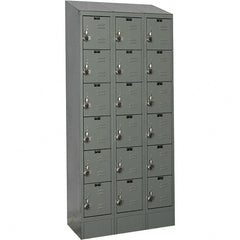 Hallowell - 18 Door, 6 Tier, Ready-Built Wardrobe & Box Lockers - USA Tool & Supply