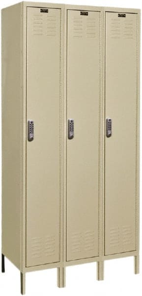 Hallowell - 3 Door, 1 Tier, Electronic Access Lockers - USA Tool & Supply