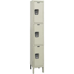 Hallowell - 3 Door, 3 Tier, Premium Wardrobe Lockers - USA Tool & Supply