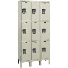 Hallowell - 9 Door, 3 Tier, Premium Wardrobe Lockers - USA Tool & Supply