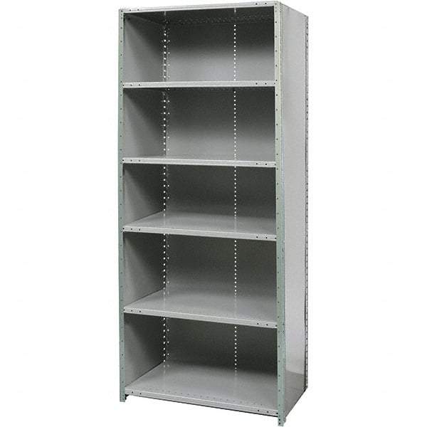 Hallowell - 6 Shelf, 500 Lb. Capacity, Free Standing Closed Shelving - 36 Inch Wide x 12 Inch Deep x 87 Inch High, Gray - USA Tool & Supply