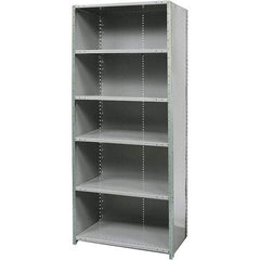 Hallowell - 6 Shelf, 500 Lb. Capacity, Free Standing Closed Shelving - 36 Inch Wide x 12 Inch Deep x 87 Inch High, Gray - USA Tool & Supply