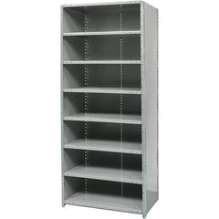 Hallowell - 8 Shelf, 400 Lb. Capacity, Free Standing Closed Shelving - 48 Inch Wide x 12 Inch Deep x 87 Inch High, Gray - USA Tool & Supply