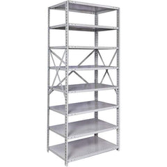 Hallowell - 8 Shelf Starter Medium-Duty Open Steel Shelving - 375 Lb Capacity, 48" Wide x 87" High x 18" Deep, Platinum - USA Tool & Supply