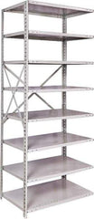 Hallowell - 8 Shelf Add-On Medium-Duty Open Steel Shelving - 500 Lb Capacity, 36" Wide x 87" High x 24" Deep, Platinum - USA Tool & Supply