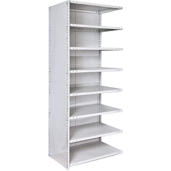 Hallowell - 8 Shelf, 375 Lb. Capacity, Closed Shelving Add-On Unit - 48 Inch Wide x 18 Inch Deep x 87 Inch High, Platinum - USA Tool & Supply