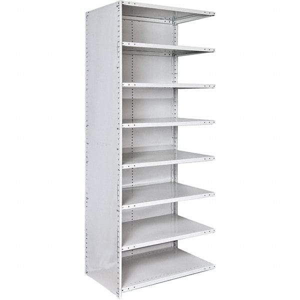 Hallowell - 8 Shelf, 500 Lb. Capacity, Closed Shelving Add-On Unit - 36 Inch Wide x 18 Inch Deep x 87 Inch High, Platinum - USA Tool & Supply