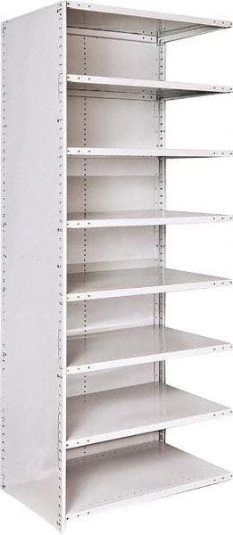 Hallowell - 8 Shelf, 500 Lb. Capacity, Closed Shelving Add-On Unit - 36 Inch Wide x 24 Inch Deep x 87 Inch High, Platinum - USA Tool & Supply