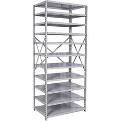 Hallowell - 11 Shelf Starter Medium-Duty Open Steel Shelving - 500 Lb Capacity, 36" Wide x 87" High x 12" Deep, Platinum - USA Tool & Supply