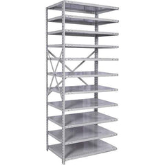 Hallowell - 11 Shelf Add-On Medium-Duty Open Steel Shelving - 350 Lb Capacity, 48" Wide x 87" High x 24" Deep, Platinum - USA Tool & Supply