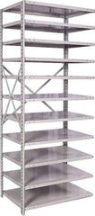 Hallowell - 11 Shelf Add-On Medium-Duty Open Steel Shelving - 500 Lb Capacity, 36" Wide x 87" High x 24" Deep, Platinum - USA Tool & Supply