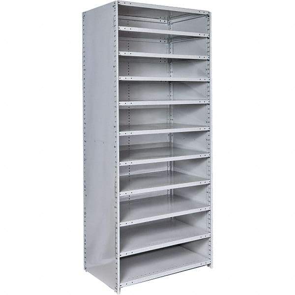 Hallowell - 11 Shelf, 375 Lb. Capacity, Closed Shelving Starter Unit - 48 Inch Wide x 18 Inch Deep x 87 Inch High, Platinum - USA Tool & Supply