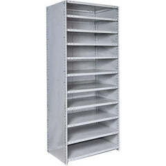 Hallowell - 11 Shelf, 375 Lb. Capacity, Closed Shelving Starter Unit - 48 Inch Wide x 12 Inch Deep x 87 Inch High, Platinum - USA Tool & Supply