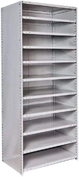 Hallowell - 11 Shelf, 500 Lb. Capacity, Closed Shelving Starter Unit - 36 Inch Wide x 24 Inch Deep x 87 Inch High, Platinum - USA Tool & Supply