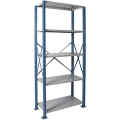 Hallowell - 5 Shelf Starter Heavy-Duty Open Steel Shelving - 500 Lb Capacity, 48" Wide x 123" High x 24" Deep, Blue/Platinum - USA Tool & Supply