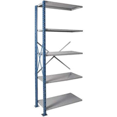Hallowell - 5 Shelf Add-On Extra Heavy-Duty Open Steel Shelving - 900 Lb Capacity, 48" Wide x 87" High x 24" Deep, Blue/Platinum - USA Tool & Supply