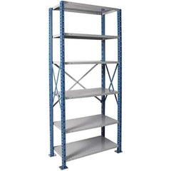 Hallowell - 6 Shelf Starter Extra Heavy-Duty Open Steel Shelving - 1 Lb Capacity, 36" Wide x 123" High x 18" Deep, Blue/Platinum - USA Tool & Supply