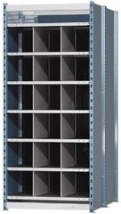 Hallowell - 18 Bin Heavy-Duty Deep Bin Industrial Shelving - 36 Inch Overall Width x 48 Inch Overall Depth x 87 Inch Overall Height, Blue and Platinum Steel Bins - USA Tool & Supply