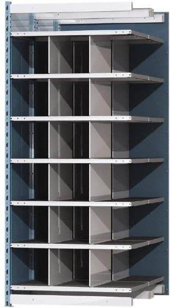 Hallowell - 18 Bin Heavy-Duty Deep Bin Industrial Shelving - 36 Inch Overall Width x 48 Inch Overall Depth x 87 Inch Overall Height, Blue and Platinum Steel Bins - USA Tool & Supply