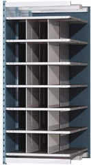 Hallowell - 18 Bin Heavy-Duty Deep Bin Industrial Shelving - 36 Inch Overall Width x 48 Inch Overall Depth x 87 Inch Overall Height, Blue and Platinum Steel Bins - USA Tool & Supply