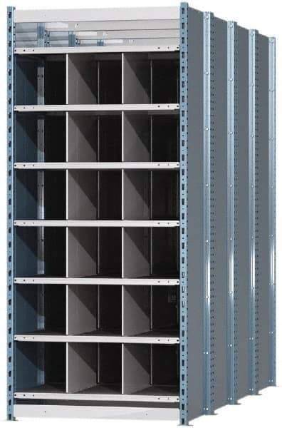 Hallowell - 18 Bin Heavy-Duty Deep Bin Industrial Shelving - 36 Inch Overall Width x 96 Inch Overall Depth x 87 Inch Overall Height, Blue and Platinum Steel Bins - USA Tool & Supply