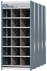 Hallowell - 18 Bin Heavy-Duty Deep Bin Industrial Shelving - 36 Inch Overall Width x 96 Inch Overall Depth x 87 Inch Overall Height, Blue and Platinum Steel Bins - USA Tool & Supply
