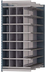 Hallowell - 28 Bin Heavy-Duty Deep Bin Industrial Shelving - 36 Inch Overall Width x 72 Inch Overall Depth x 87 Inch Overall Height, Blue and Platinum Steel Bins - USA Tool & Supply