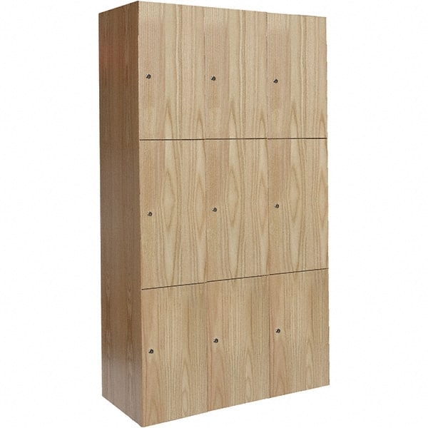 Hallowell - 9 Door, 3 Tier, Premium Wardrobe Lockers - USA Tool & Supply