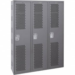 Hallowell - 3 Door, 1 Tier, Heavy-Duty Ventilated Wardrobe & Box Lockers - USA Tool & Supply