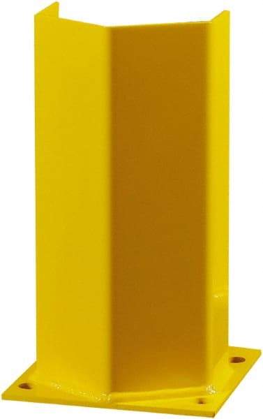 Hallowell - 12" High, Yellow Steel Post Protector - 7" Wide x 7" Long Mounting Plate, 9 Lb - USA Tool & Supply