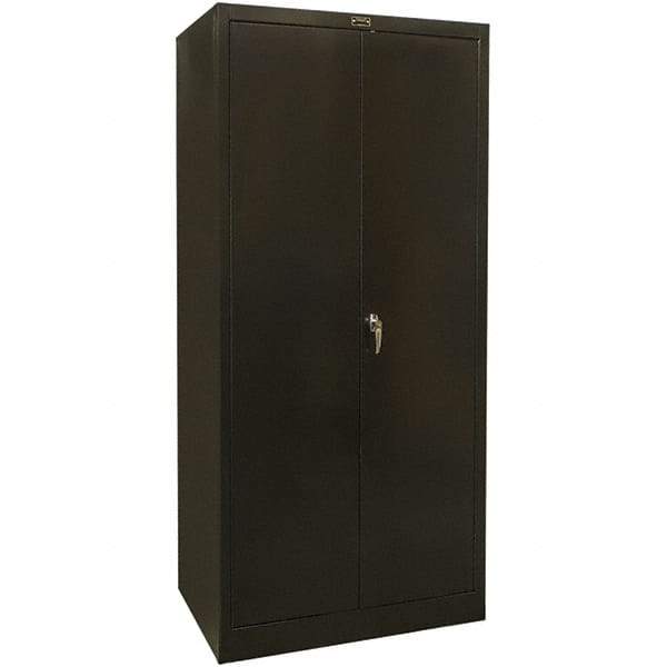 Hallowell - 4 Shelf Combination Storage Cabinet - Steel, 48" Wide x 24" Deep x 78" High, Black - USA Tool & Supply