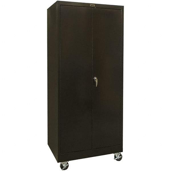 Hallowell - 4 Shelf Mobile Storage Cabinet - Steel, 48" Wide x 24" Deep x 78" High, Black - USA Tool & Supply