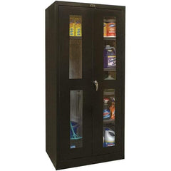 Hallowell - 4 Shelf Combination Storage Cabinet - Steel, 48" Wide x 18" Deep x 78" High, Black - USA Tool & Supply