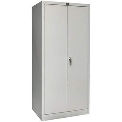 Hallowell - 4 Shelf Locking Storage Cabinet - Steel, 36" Wide x 18" Deep x 78" High, Platinum - USA Tool & Supply