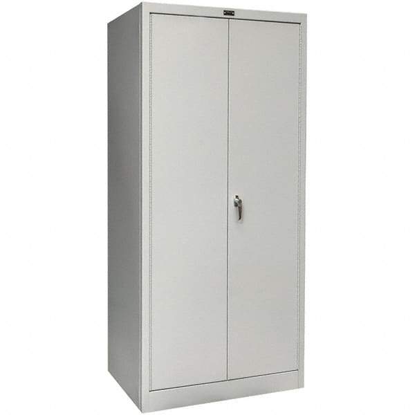 Hallowell - 1 Shelf Wardrobe Storage Cabinet - Steel, 48" Wide x 18" Deep x 78" High, Platinum - USA Tool & Supply