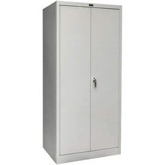 Hallowell - 1 Shelf Wardrobe Storage Cabinet - Steel, 48" Wide x 24" Deep x 78" High, Platinum - USA Tool & Supply