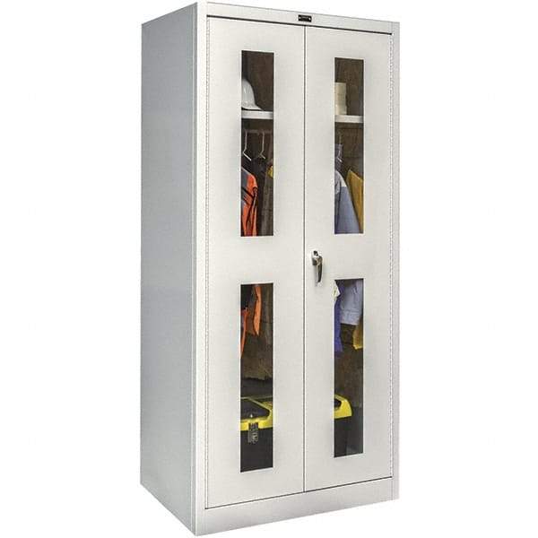 Hallowell - 1 Shelf Wardrobe Storage Cabinet - Steel, 36" Wide x 18" Deep x 78" High, Platinum - USA Tool & Supply