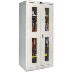 Hallowell - 1 Shelf Wardrobe Storage Cabinet - Steel, 36" Wide x 18" Deep x 78" High, Platinum - USA Tool & Supply