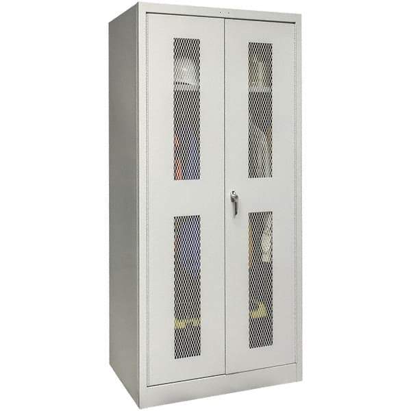 Hallowell - 1 Shelf Wardrobe Storage Cabinet - Steel, 36" Wide x 18" Deep x 78" High, Platinum - USA Tool & Supply