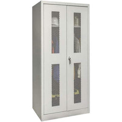 Hallowell - 1 Shelf Wardrobe Storage Cabinet - Steel, 36" Wide x 24" Deep x 78" High, Platinum - USA Tool & Supply