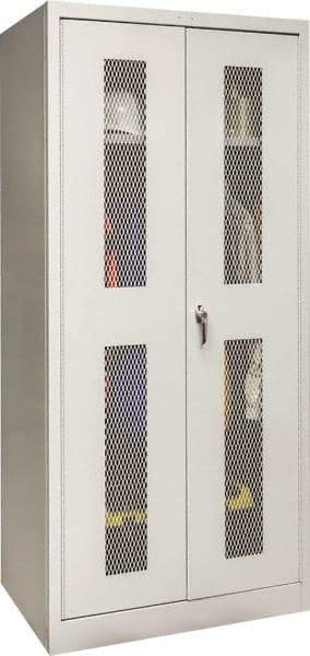Hallowell - 1 Shelf Wardrobe Storage Cabinet - Steel, 36" Wide x 24" Deep x 78" High, Platinum - USA Tool & Supply