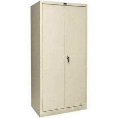 Hallowell - 4 Shelf Locking Storage Cabinet - Steel, 48" Wide x 18" Deep x 72" High, Tan - USA Tool & Supply