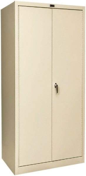 Hallowell - 4 Shelf Locking Storage Cabinet - Steel, 36" Wide x 24" Deep x 72" High, Tan - USA Tool & Supply