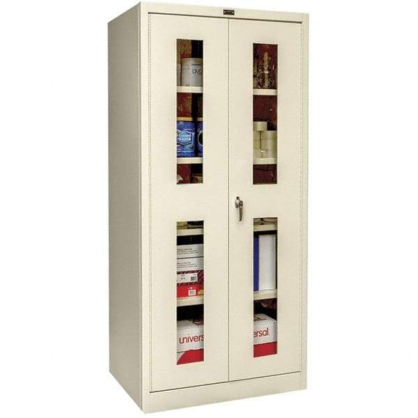 Hallowell - 4 Shelf Visible Storage Cabinet - Steel, 36" Wide x 24" Deep x 72" High, Tan - USA Tool & Supply