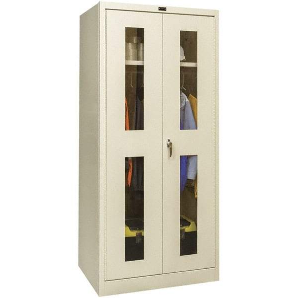 Hallowell - 1 Shelf Wardrobe Storage Cabinet - Steel, 36" Wide x 18" Deep x 72" High, Tan - USA Tool & Supply