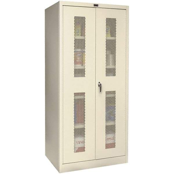 Hallowell - 4 Shelf Visible Storage Cabinet - Steel, 36" Wide x 24" Deep x 72" High, Tan - USA Tool & Supply