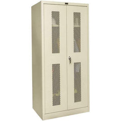 Hallowell - 1 Shelf Wardrobe Storage Cabinet - Steel, 48" Wide x 24" Deep x 72" High, Tan - USA Tool & Supply