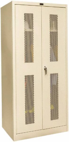 Hallowell - 1 Shelf Wardrobe Storage Cabinet - Steel, 36" Wide x 24" Deep x 72" High, Tan - USA Tool & Supply