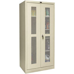 Hallowell - 4 Shelf Combination Storage Cabinet - Steel, 48" Wide x 18" Deep x 72" High, Tan - USA Tool & Supply