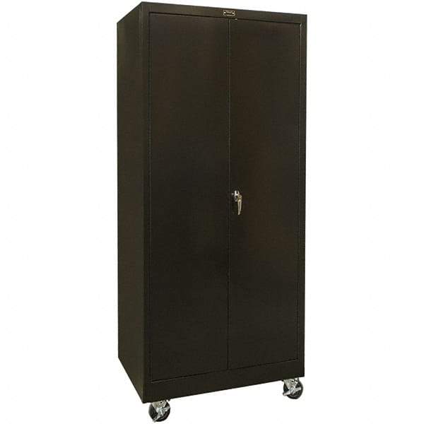 Hallowell - 4 Shelf Mobile Storage Cabinet - Steel, 36" Wide x 24" Deep x 72" High, Black - USA Tool & Supply